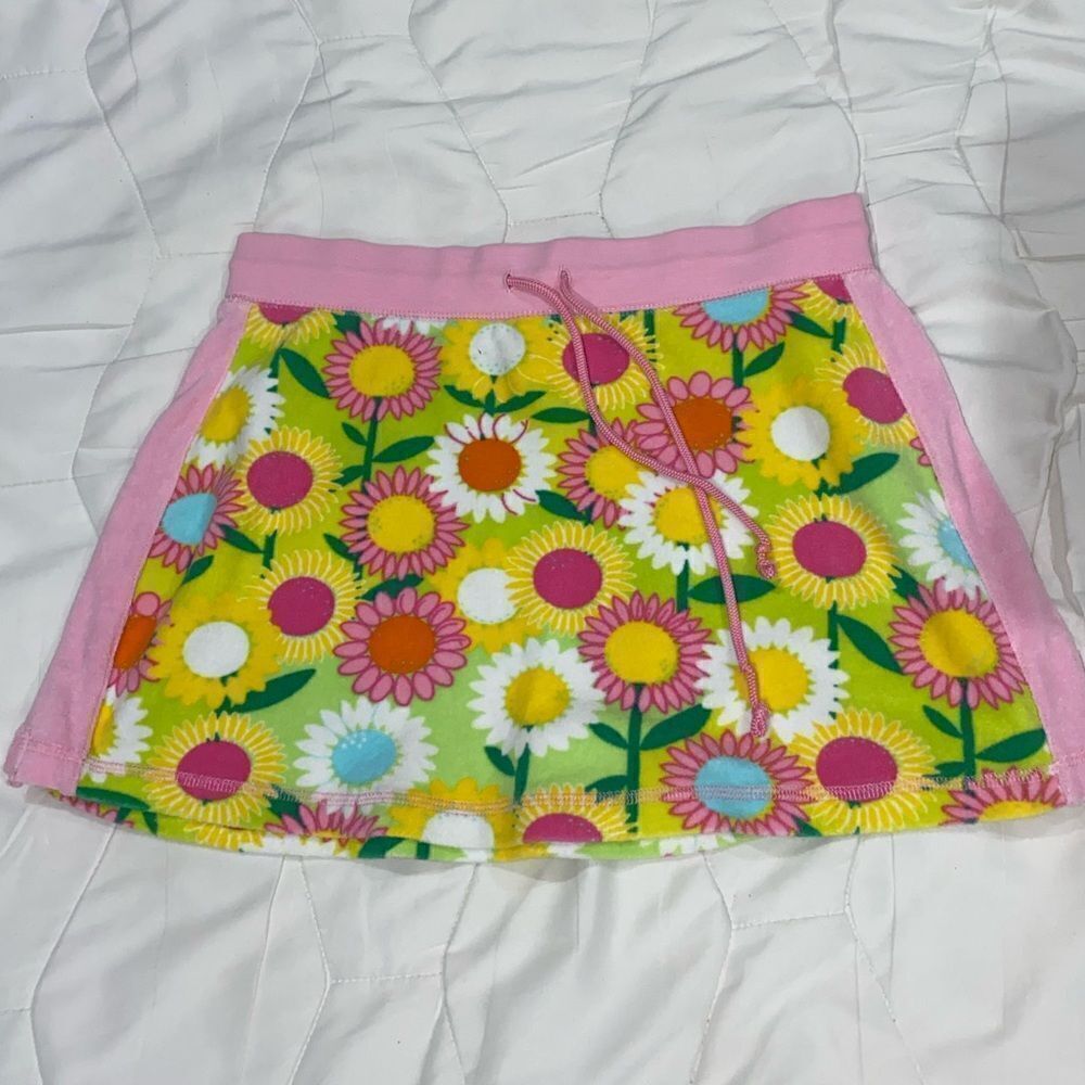 Vintage Lilly Pulitzer Cotton Floral A-Line Skirt - Pink, Green, yellow